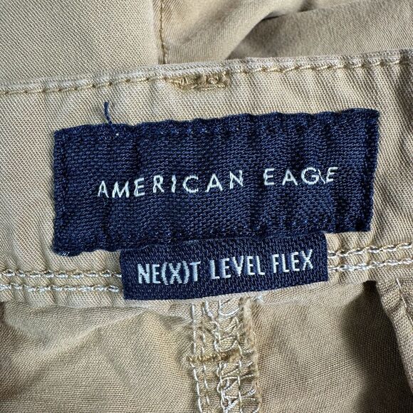American Eagle Next Level Flex Mens 35x32.5 SLIM Straight Leg Chino Khaki Pants - Picture 8 of 10